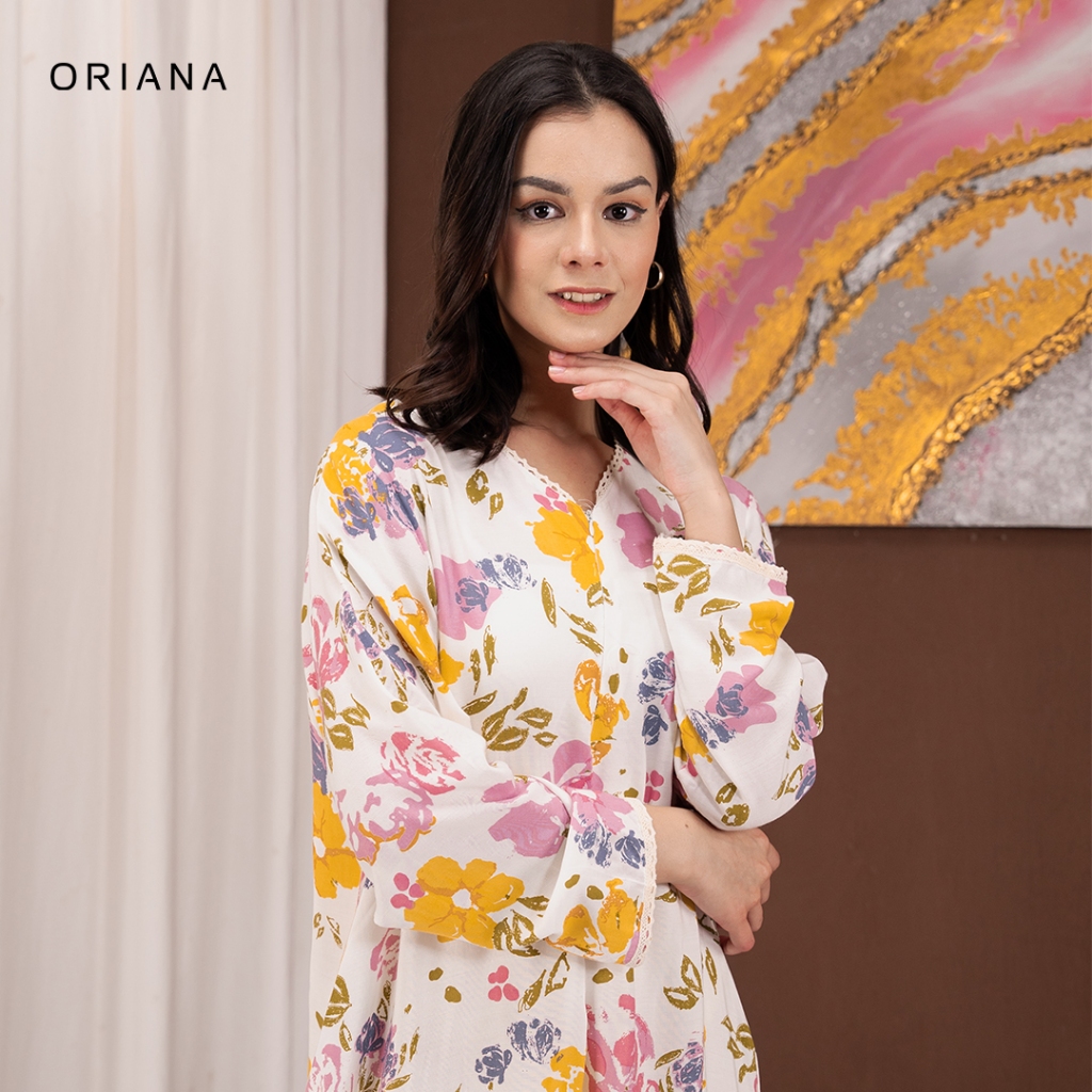 Oriana Homewear Daster Panjang Elfrinda Cecily Series Sizing | Daster Panjang Adem Busui Friendly