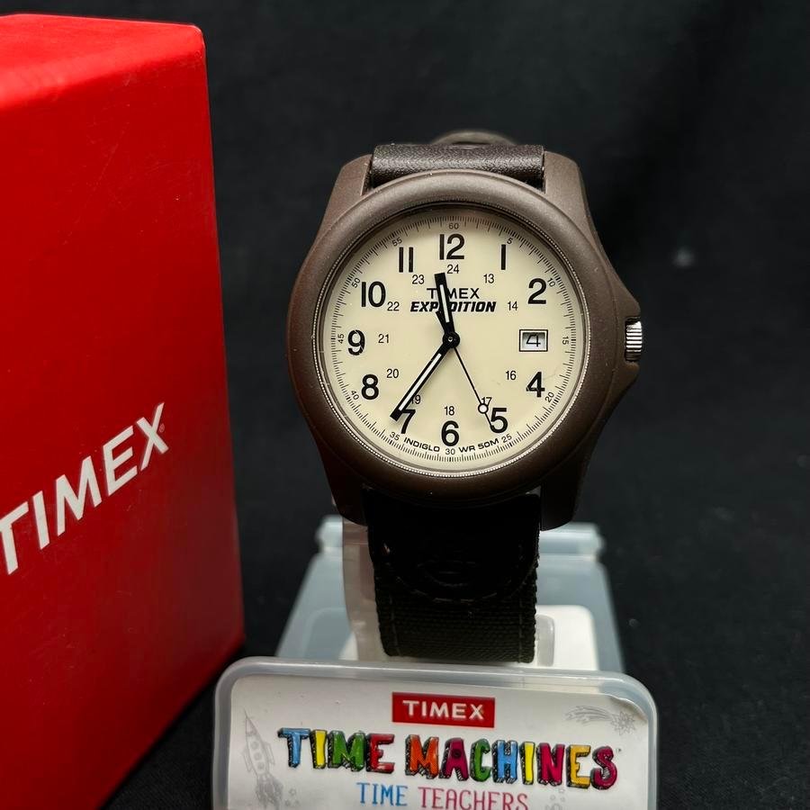 Timex Expedition Camper T49101 Indiglo White Dial Green Nylon Strap