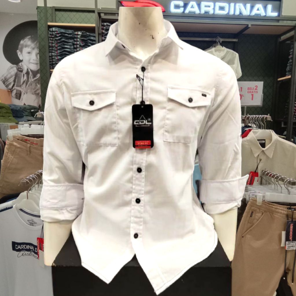KEMEJA CARDINAL CDL PRIA LENGAN PANJANG KUALITAS PREMIUM WARNA PUTIH
