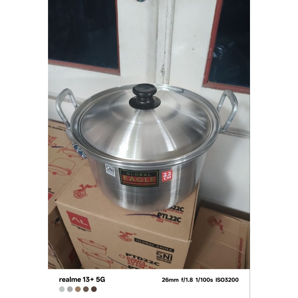 panci alumunium tutup luar merek global eagle ukuran 22cm