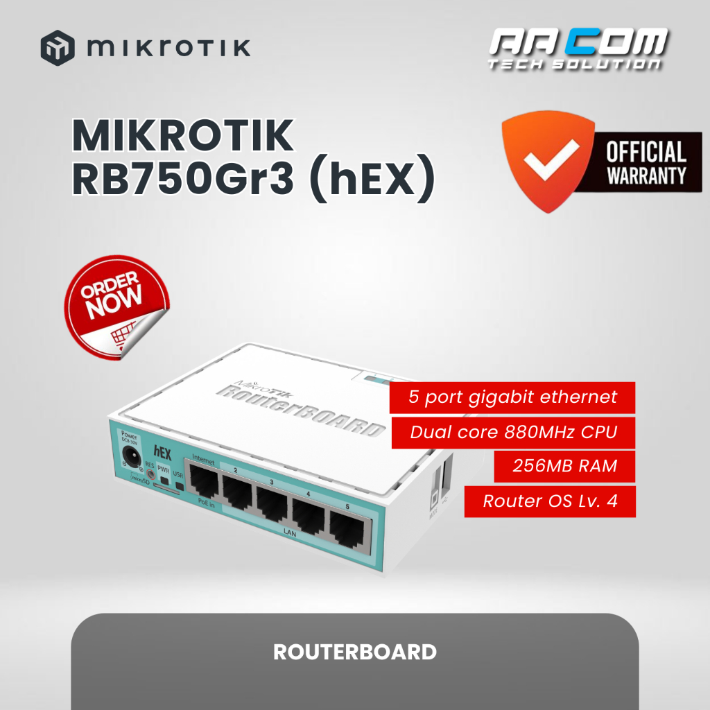 MIKROTIK RB750Gr3 (hEX)/ ROUTER MIKROTIK RB750 GR3 HEX/ RB 750GR3