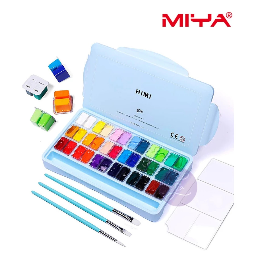 

BN - HIMI MIYA GOUACHE PAINT SET 36 COLOR X 12 GR WITH BRUSH SET ICE BLUE CASE TST64