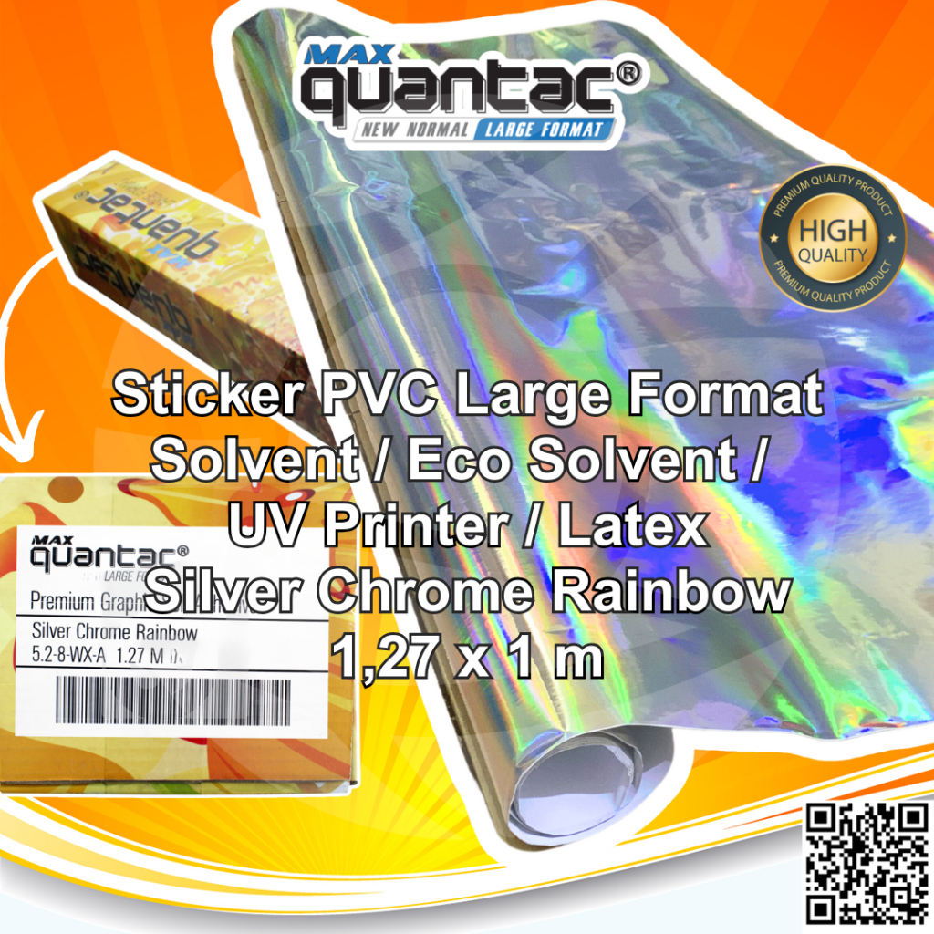 

Sample QUANTAC MAX Sticker Silver Chrome Rainbow Hologram Pelangi Roll Panjang 1 M x Lebar 1,27