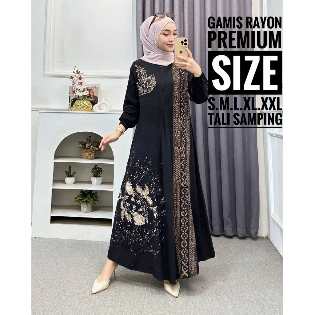 TERLARIS Batik Usman - Gamis Twill Rayon Premium Model Kancing Terbaru Jumbo Syari Kekinian Batik