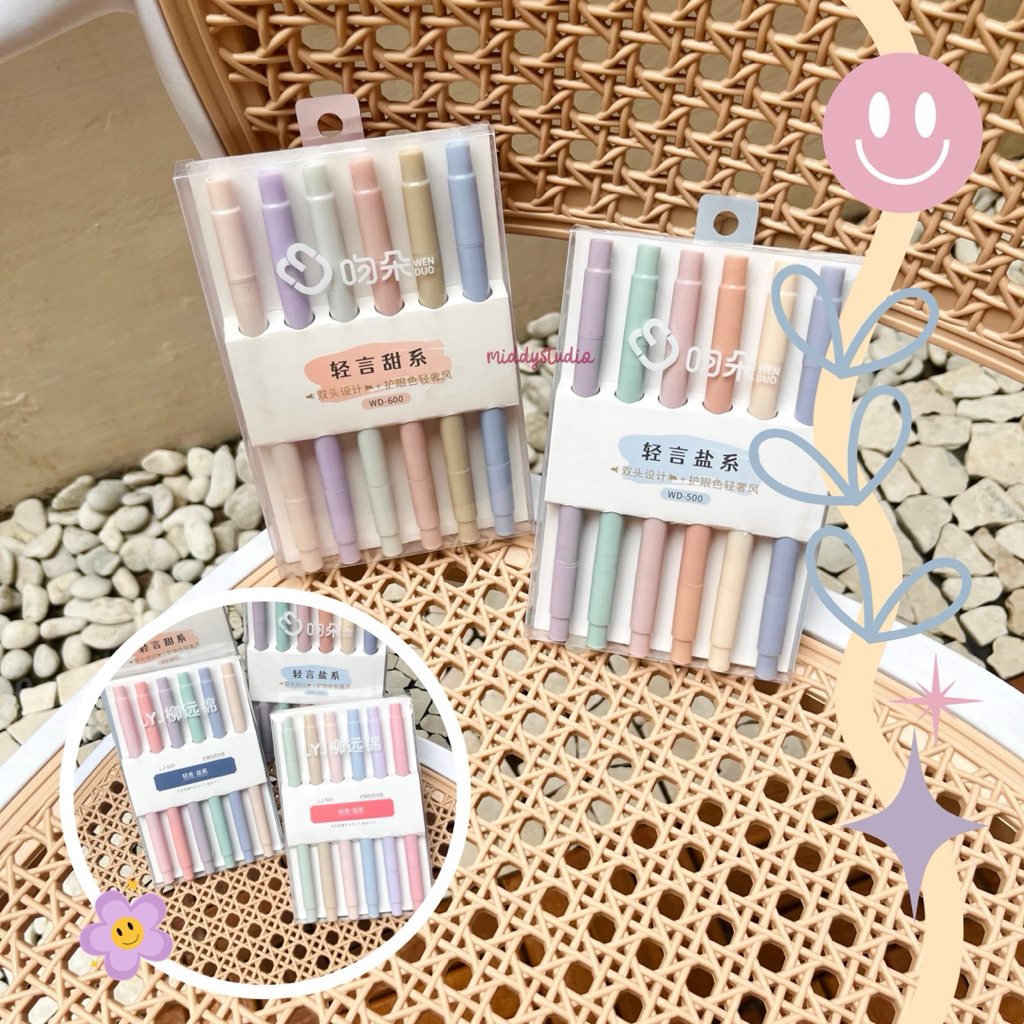 

HIGHLIGHTER / STABILO MORANDI WENDUO PASTEL SET DOUBLE 6 COLOURS WARNA READY SIAP KIRIM