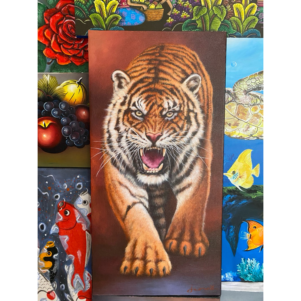 Dijual Lukisan Harimau, Lukisan Canvas, Lukisan Buatan tangan