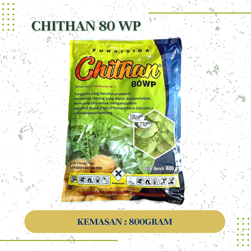 Fungisida Chithan 80WP 800gr, Bahan Aktif: Mancozeb 80% (Mancozeb Biru)