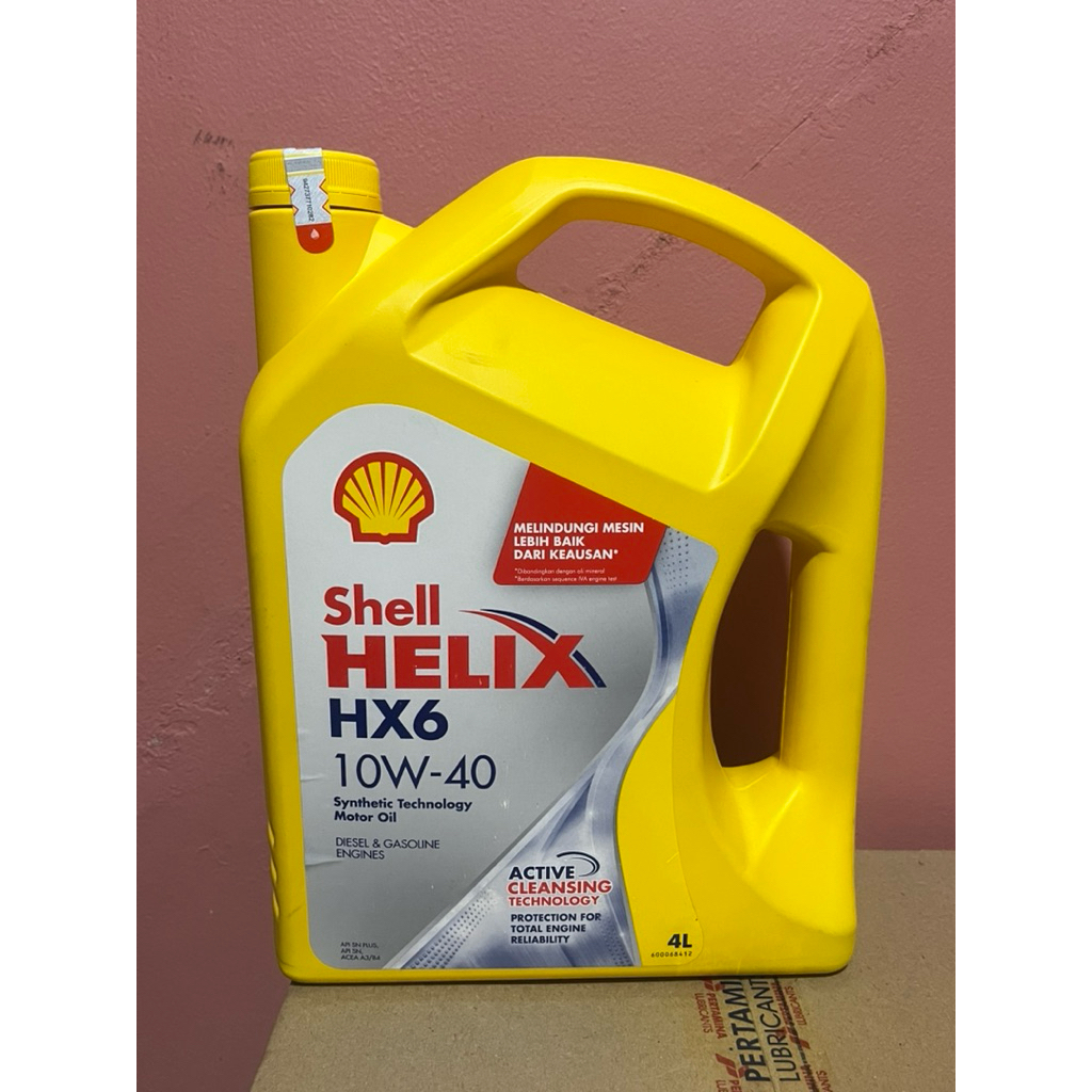 OLI OIL SHELL HELIX HX6 (4LITER) PELUMAS OLI MESIN MOBIL BENSIN AVANZA XENIA APV GRAND MAX PIC UP SI