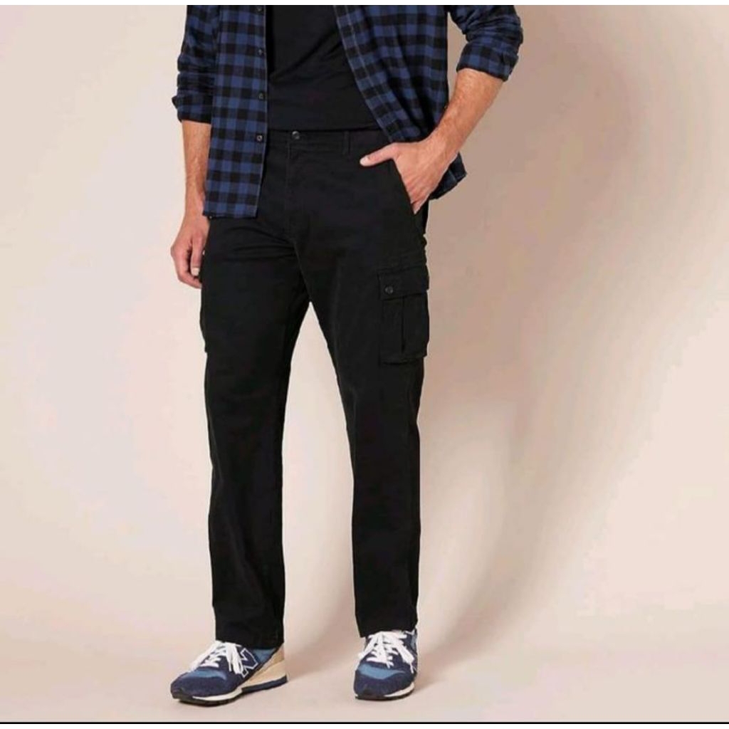Celana Cargo Amazon Essentials Slim dan Straight strech original