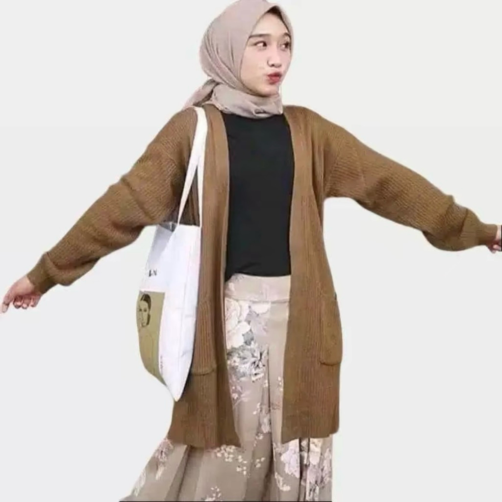 Belle Cardigan Rajut Oversize - Outer Cardigan Panjang Rajut Polos Wanita