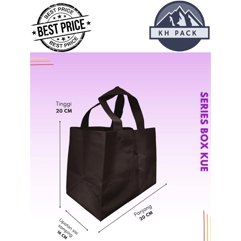

Tas Spunbond Handle BOX KUE uk 20x20x16 / Goodie Bag / Tas kain WARNA RANDOM