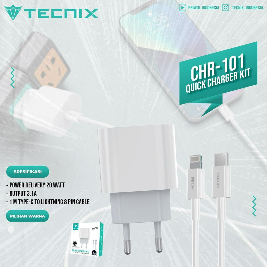 Tecnix CHR-101-CI Quick Charger KIt With 1M Type-C To Lightning Cable CHR-101 Original Tecnix / Char