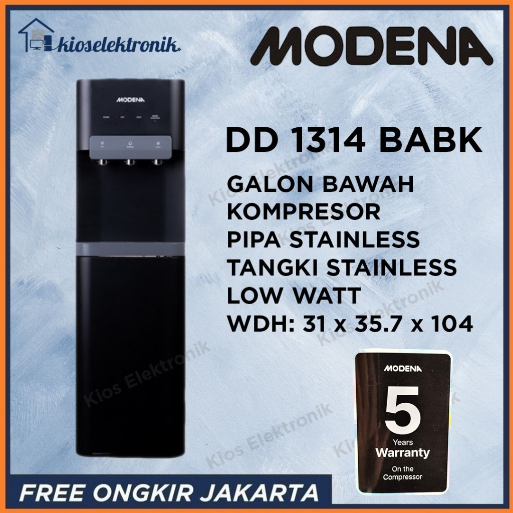 Modena DD 1314 BABK Dispenser Galon Bawah Kompresor - DD1314BABK / DD1314 BABK / DD 1314BABK