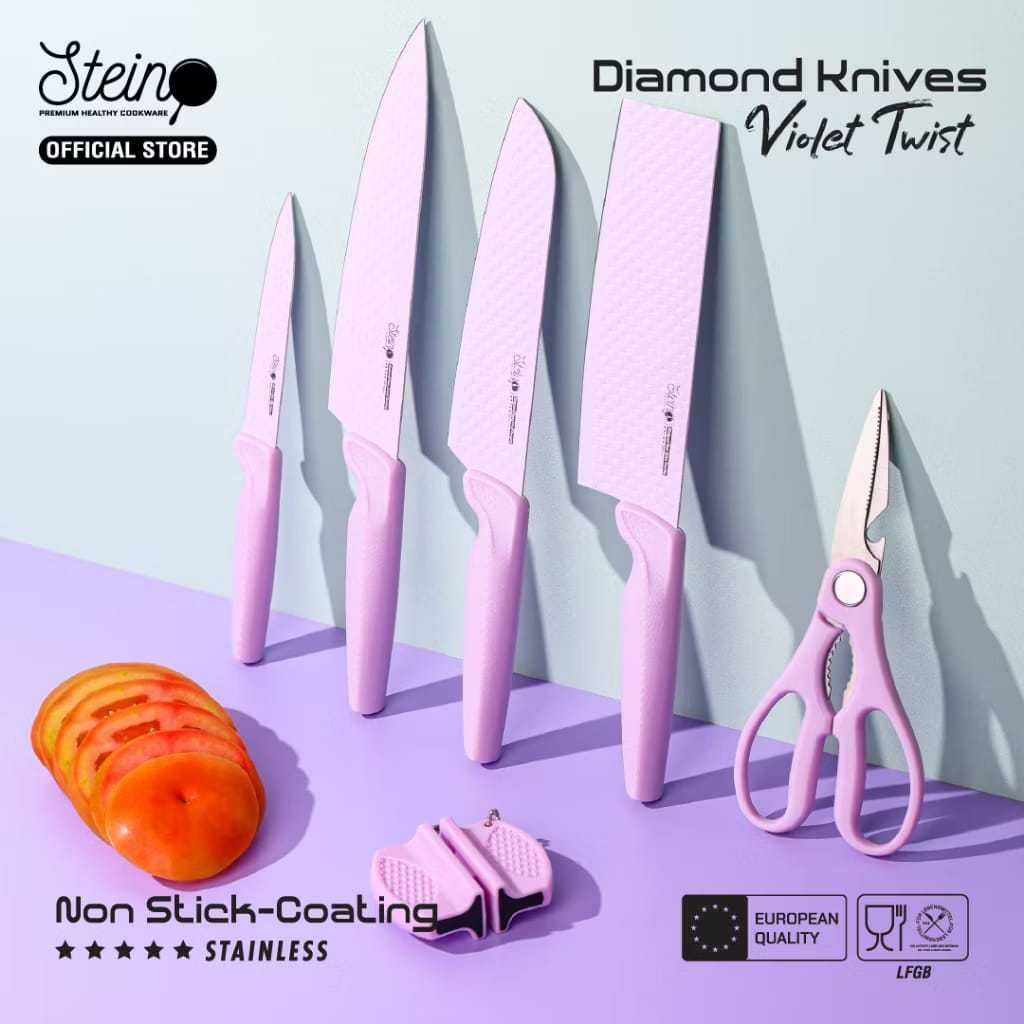 Pisau Dapur Steincookware Diamond & Amour Knives - [6 in 1 Pisau Set]