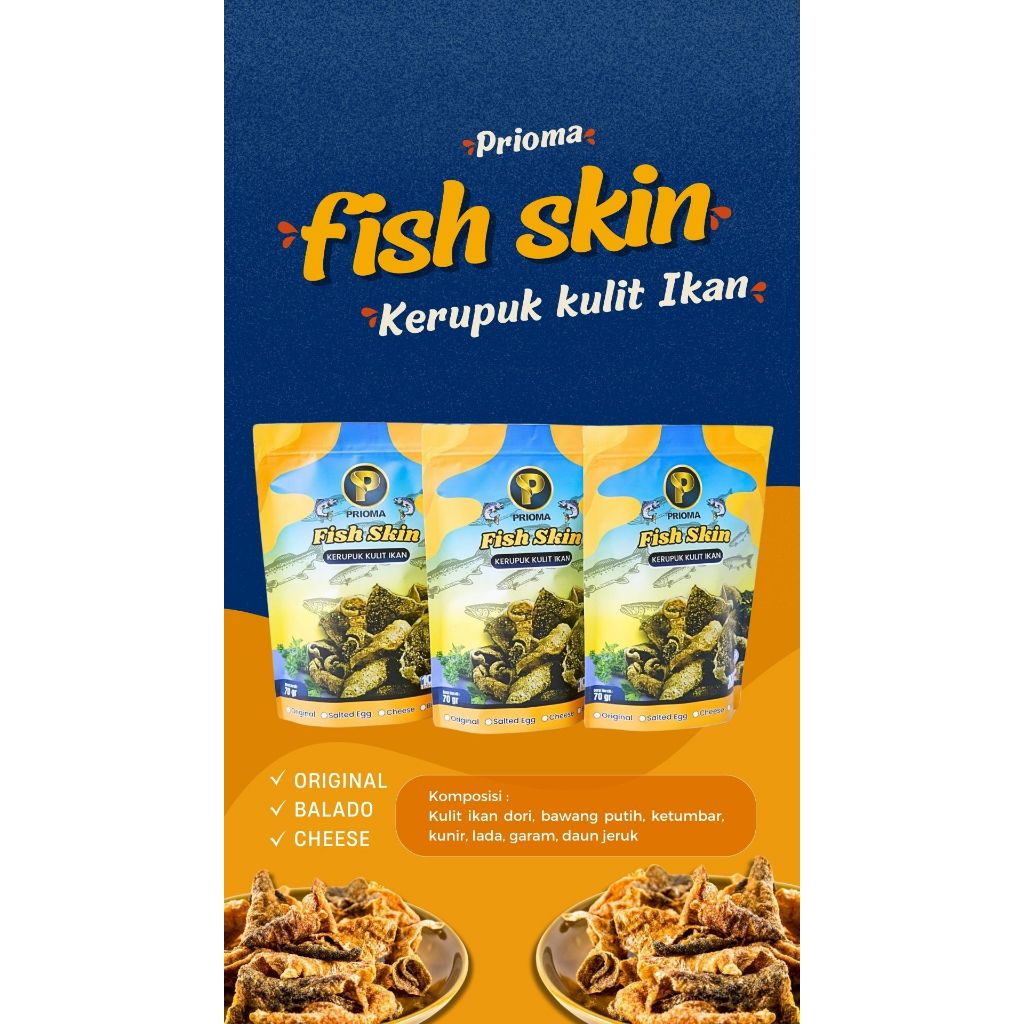 

FISH SKIN PRIOMA | Kerupuk Kulit Ikan Tenggiri Asli Gurih Crispy dan Enak