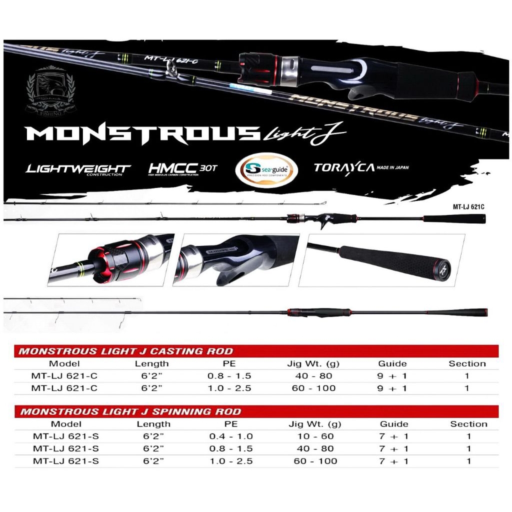 Joran Pancing Spinning Seahawk MONSTROUS LIGHT JIG MT LJ-621S