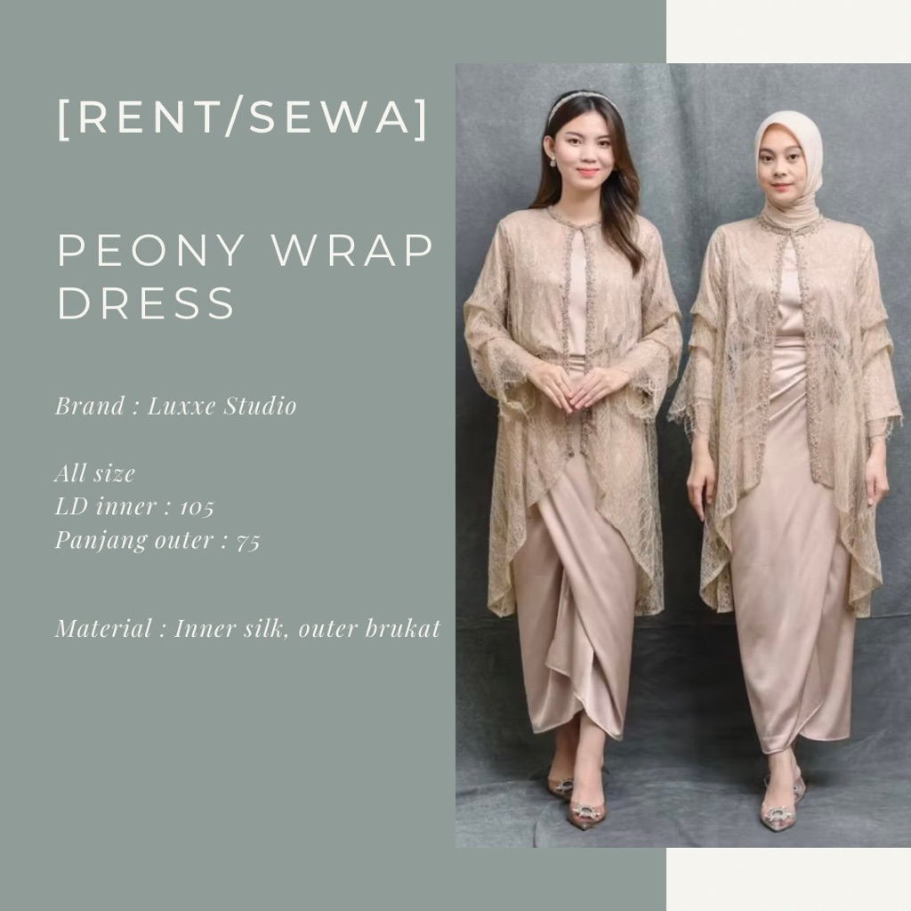 (Rent/Sewa) Peony wrap dress luxxe studio preloved second bekas sewa kebaya sewa dress pesta kondang