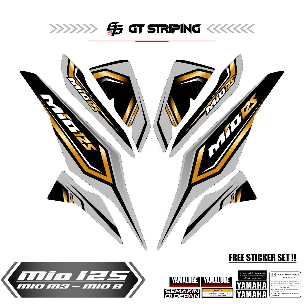 GTS 55 STRIPING MIO M3 HITAM STICKER LIS LIST DECAL YAMAHA MIO M3 HITAM LIST MERAH BIRU LIST LES POL