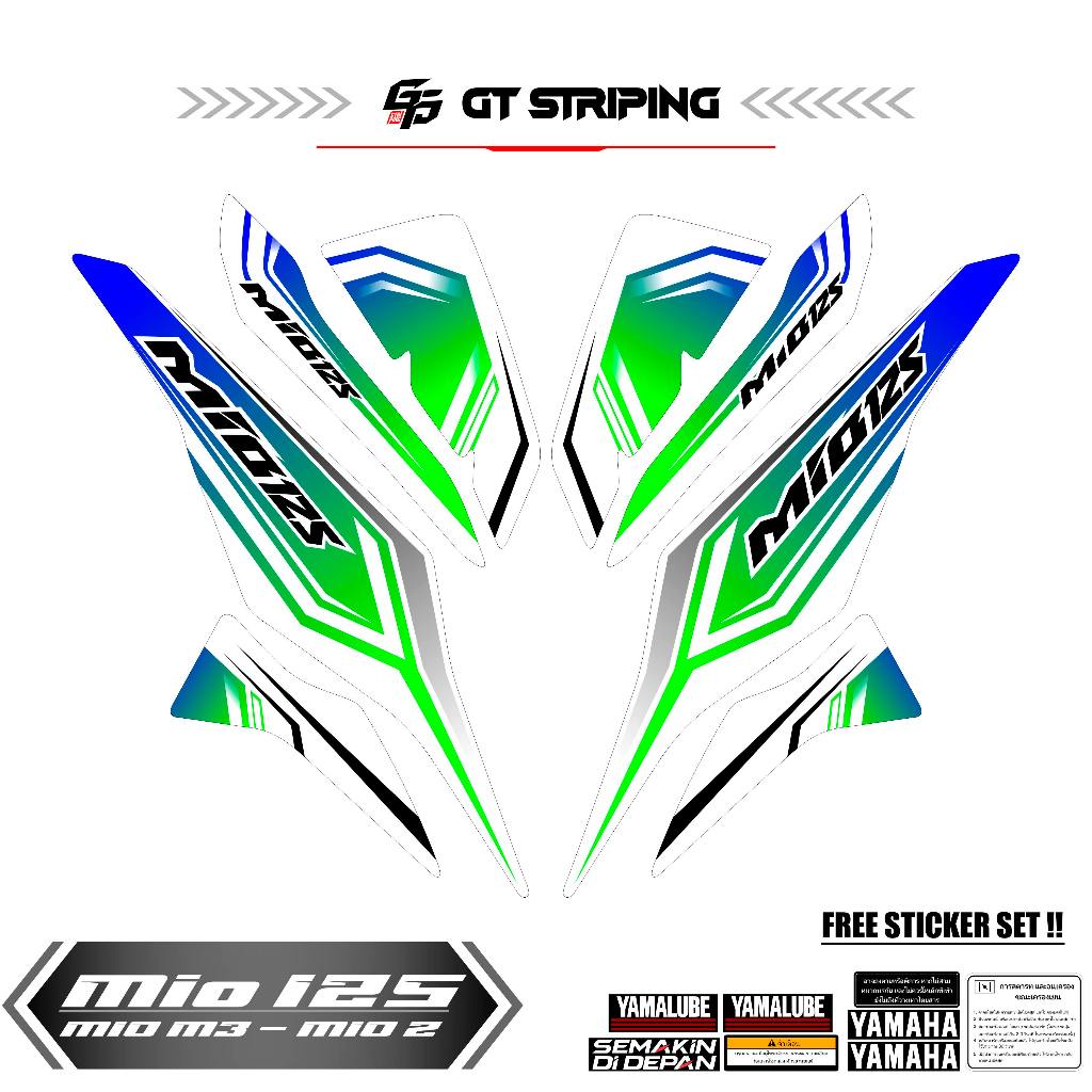 GTS 56 STRIPING MIO M3 HITAM STICKER LIS LIST DECAL YAMAHA MIO M3 HITAM LIST MERAH BIRU LIST LES POL
