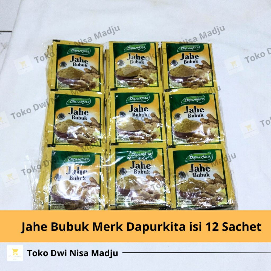 

Jahe Bubuk 1 renteng isi 12 sachet Merk Dapurkita