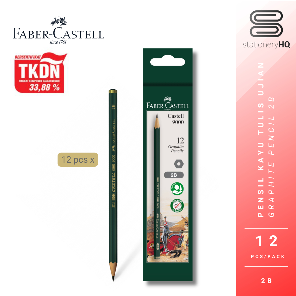 

(12 Pcs) Faber Castell Pensil / Pencil 2B 9000