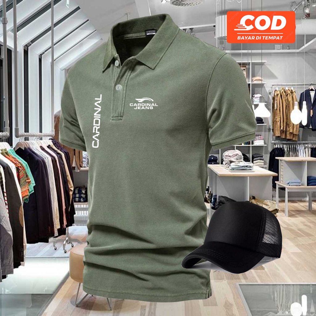 BONUS TOPI....Kaos Polo Pria&Wanita Cardinal PUTIH KAOS KERAH KEREN KAOS LEMBUT DAN NYAMAN