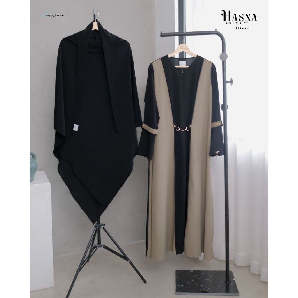Ummu Sarah Hasna Abaya Set Fk Jumbo (Ottero M & FK Hitam)