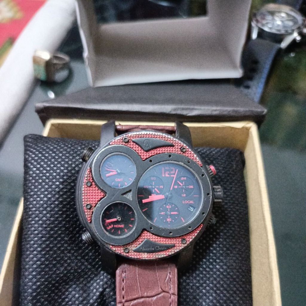 Jam tangan Original Chronograph AC Alexandre Christie triple time 6324MT Big Size preloved second be