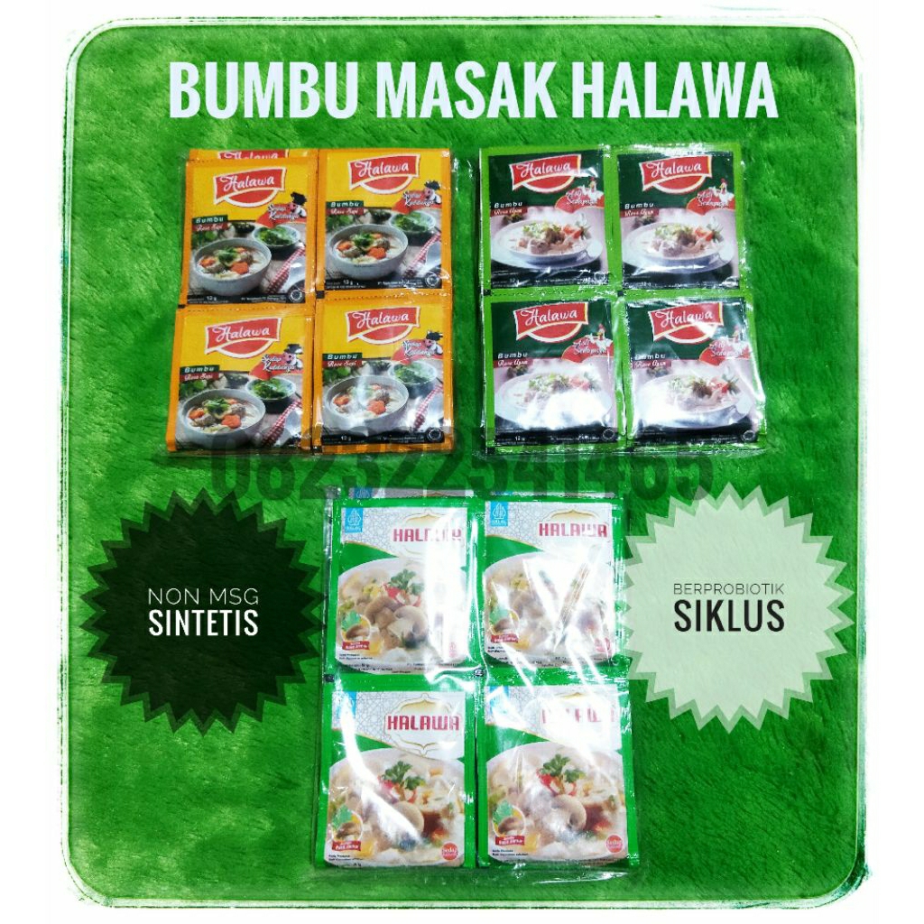 

24sachet Halawa Bumbu Masak Non MSG Sintetis Mengandung Probiotik