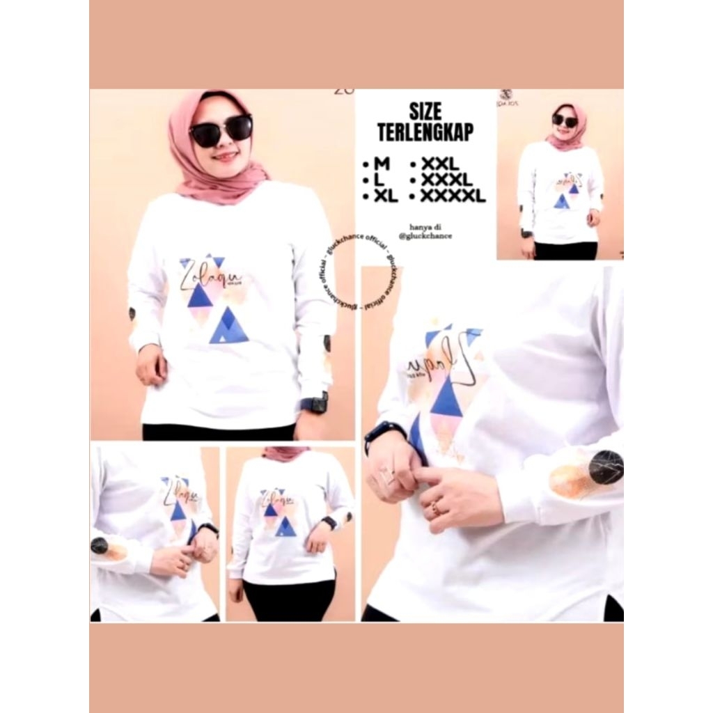 BAJU ATASAN KAOS DISTRO ZOLAQU POLOS SEMITUNIK PUTIH SCABA TOP TEBAL ZLQ WANITA LENGAN PANJANG KOMBI