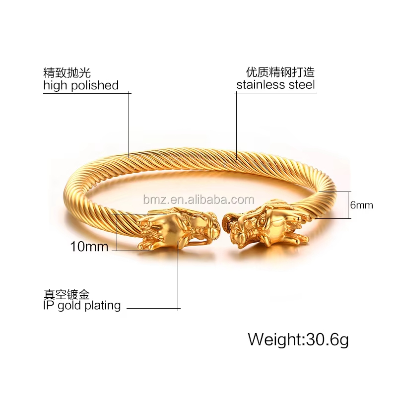 Gelang Pria Dragon Craved Titanium Steel Gelang Naga