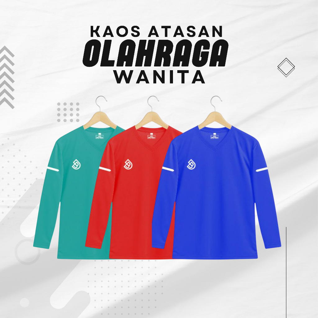 Baju Olahraga Wanita Muslimah Running Atasan Senam Fitness Aerobick Gym Lengan panjang