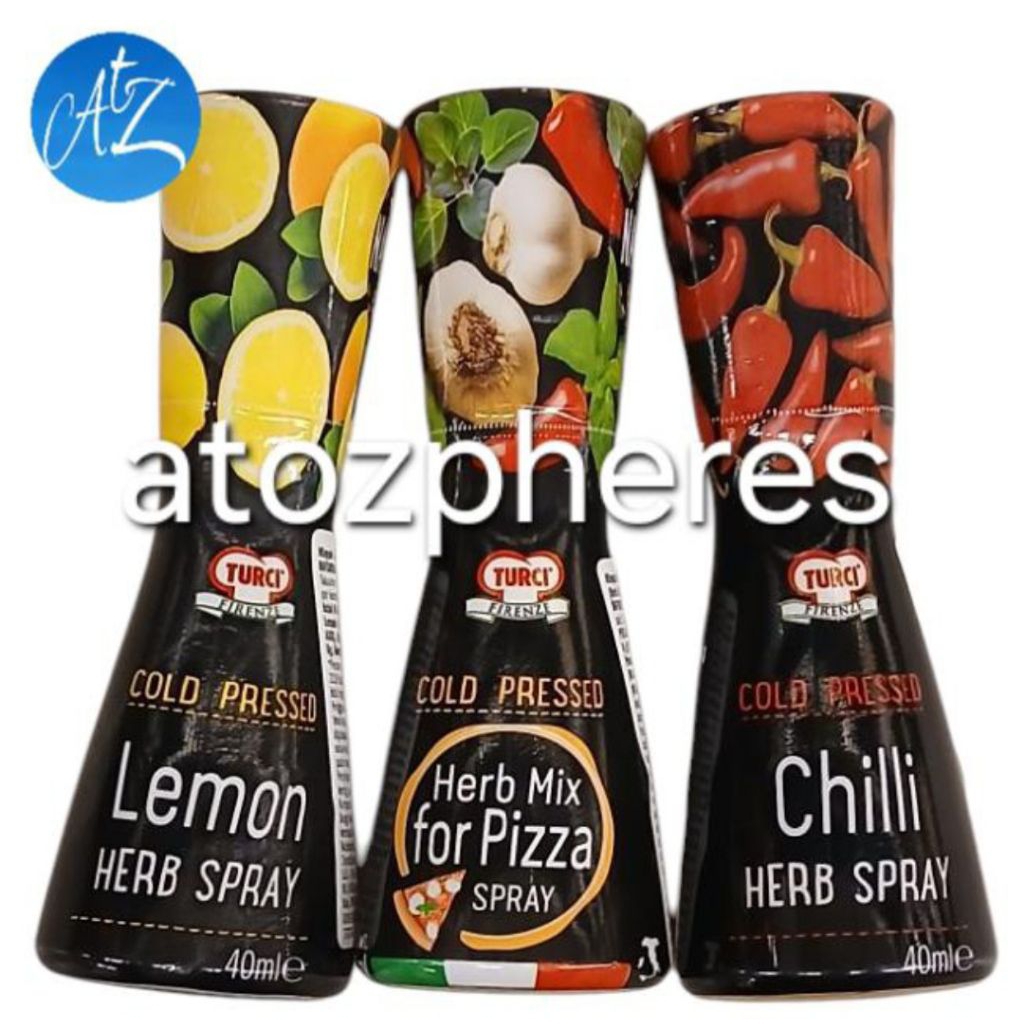 

Minyak bumbu rempah herbal buah cabe cabai dalam botol semprot Italia Italy Italian TURCI FIRENZE COLD PRESSED Chilli Lemon Herb Mix for Pizza SPRAY 40ml