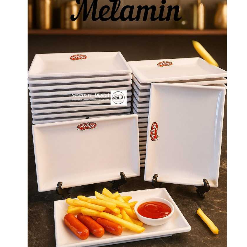 Piring Melamin Persegi Custom Logo Restoran / RM / Cafe