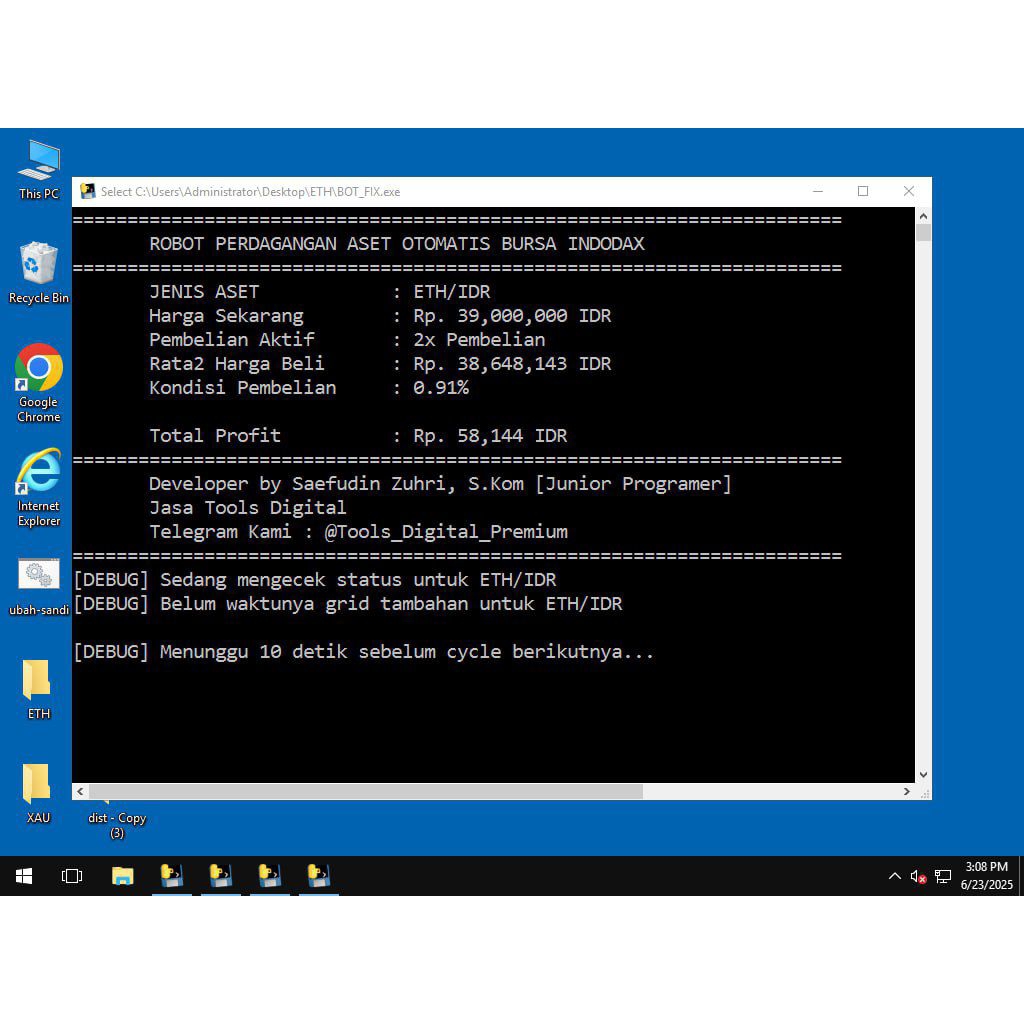 Robot Trading Spot Crypto [Developer by Saefudin Zuhri, S.Kom]