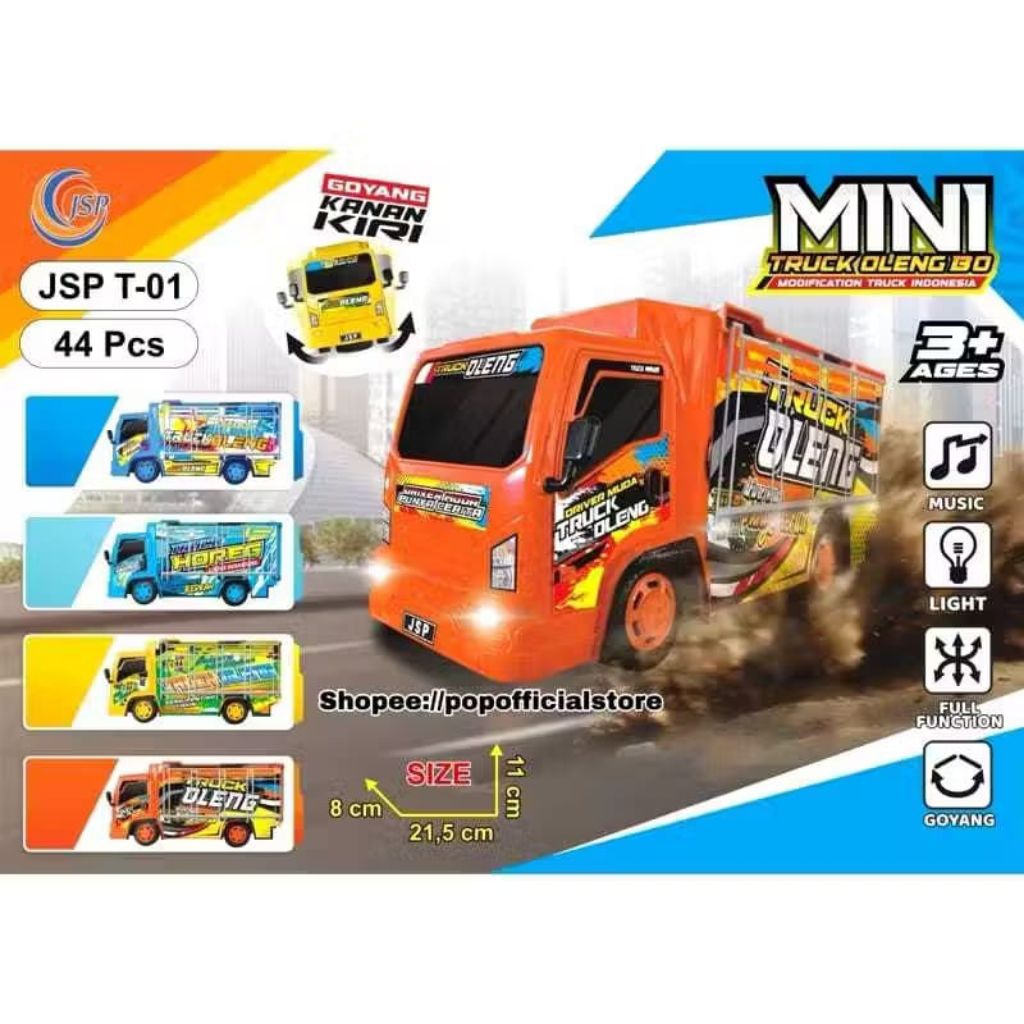 NEW  966 mainan anak mini truk oleng telolet basuri suara lampu JSP T-01 T-04 T-21