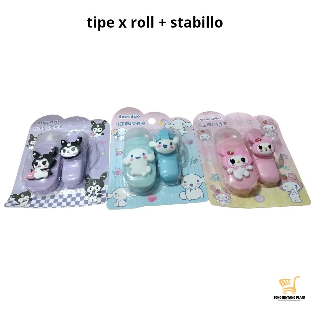 

set tipe-x roll dan stabillo