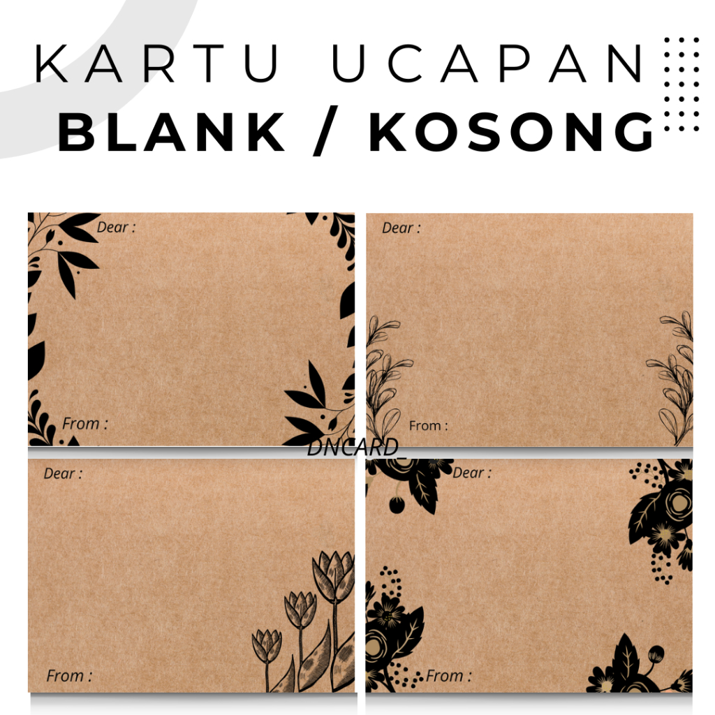 KARTU UCAPAN BLANK CARD/KOSONG/BLANK KERTAS KRAFT UKURAN 5X7,7X9,9X11,10X14CM