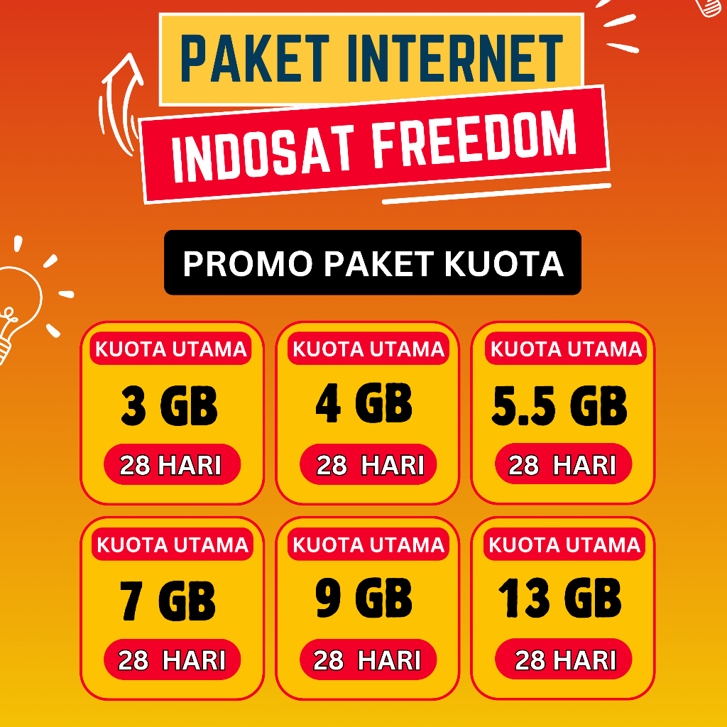 Paket Internet Indosat Freedom 28 Hari / Kuota Indosat