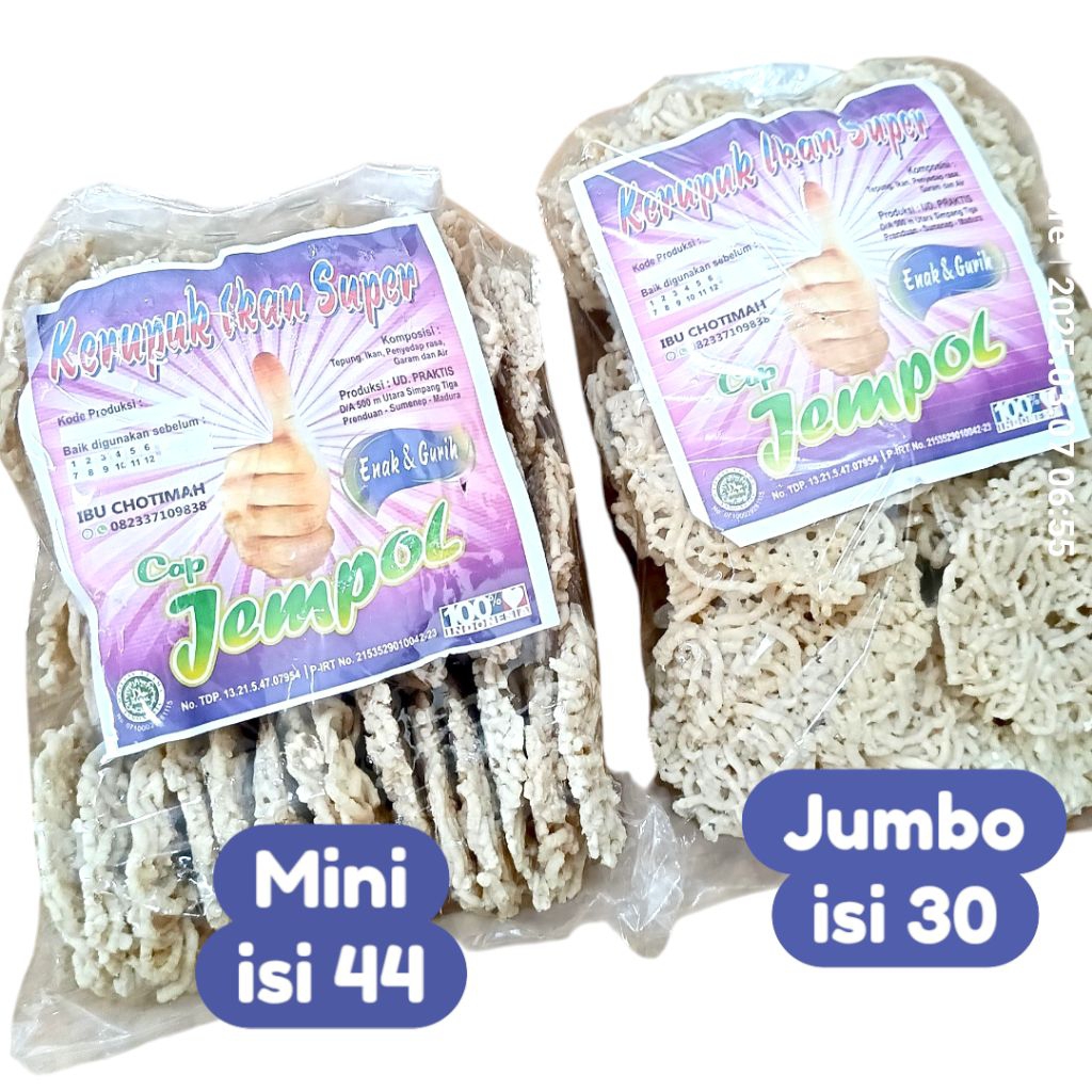

Kerupuk Pattola/ Pettulo Ikan Tenggiri Mentah Super Premium Cap Jempol Khas Madura netto 500gr