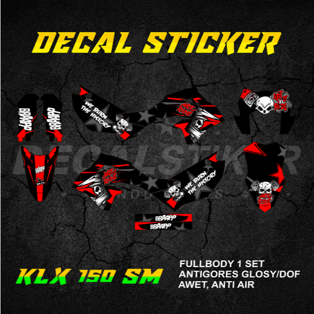 DECAL STIKER KLX 150 SM (004) DEKAL STICKER KLX SE S FULLBODY 2023 2024 2025 MERAH JINGGA OREN ORANY