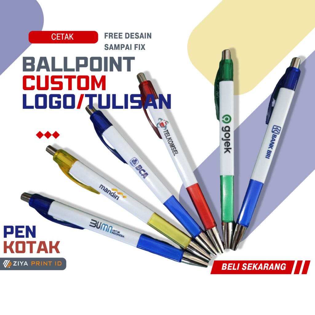 

Ballpoint Custom Logo/tulisan Print UV Model Pen Kotak Squere