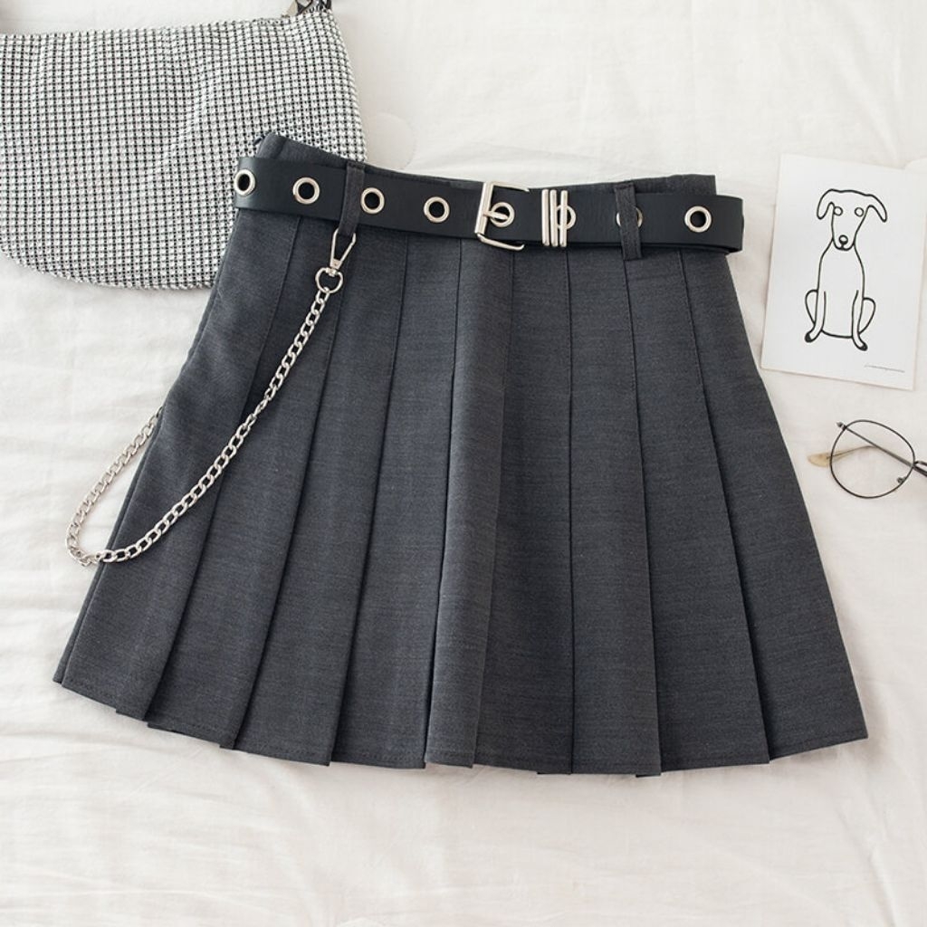 PROMO GILA Tiezea - ROK MINI HARAJUKU DENGAN BELT DAN RANTAI