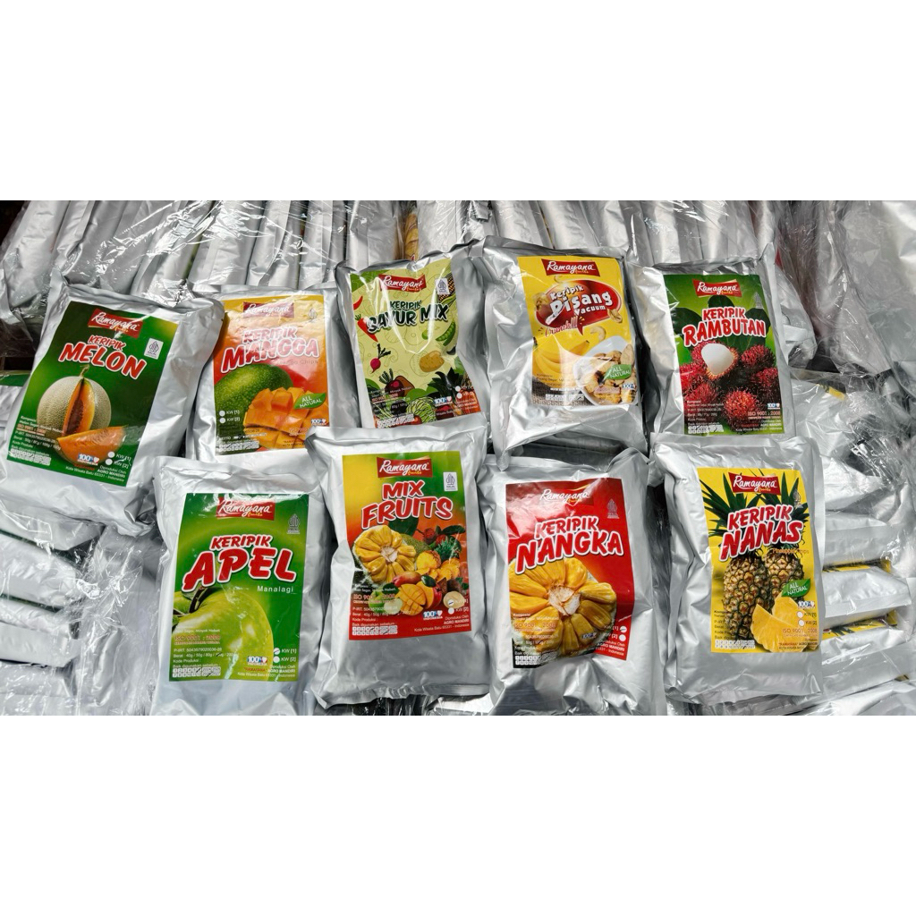 

Keripik Buah Ramayana Fruits 100 gr (Rambutan / Apel / Pisang / Mangga / Nanas / Melon / Apel / Nangka / Mix Fruits / Sayur Mix)