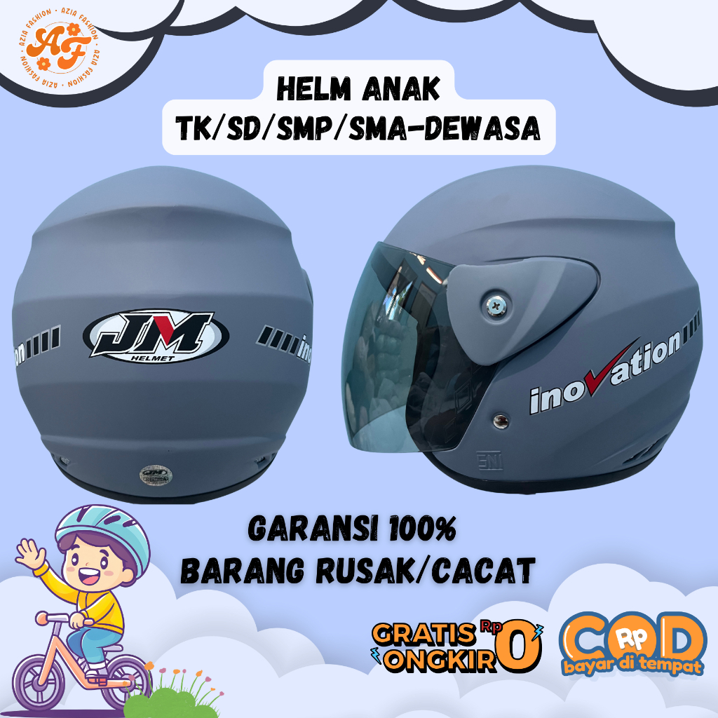 Helm Anak SNI Original JM Remaja Dewasa Cowok Cewek Laki Laki Perempuan Usia 2-17 Tahun