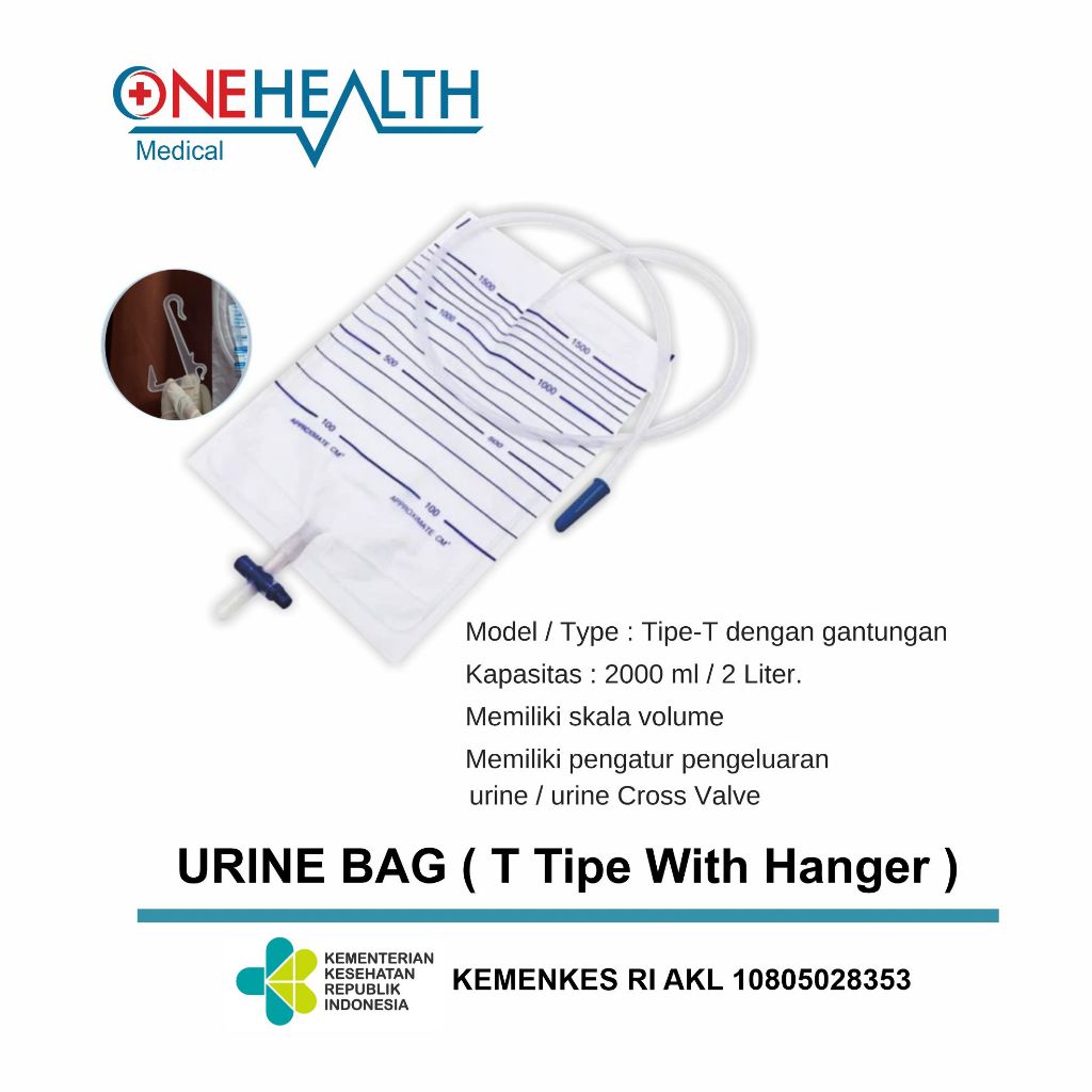 URINE BAG ( T Tipe With Hanger ) Urine Bag 2000ml / Kantong Kencing Urine