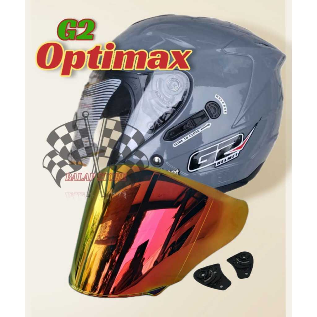 Kaca Helm G2 Optimak, Flate Visor, Clear, Smoke, Iridium