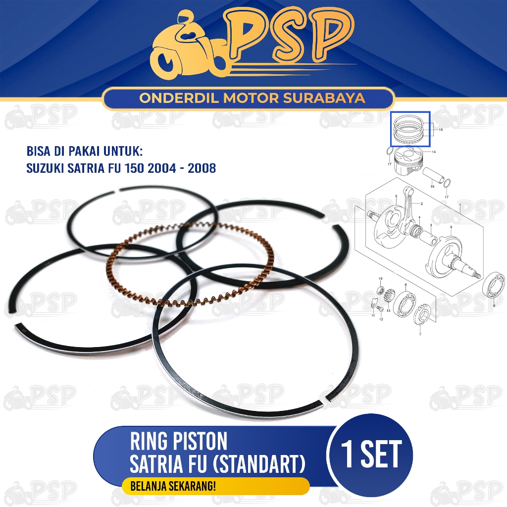 Ring Piston Satria FU (Standart) - Ring Cincin Seher Seker Diameter Standard Suzuki Satria FU Karbu