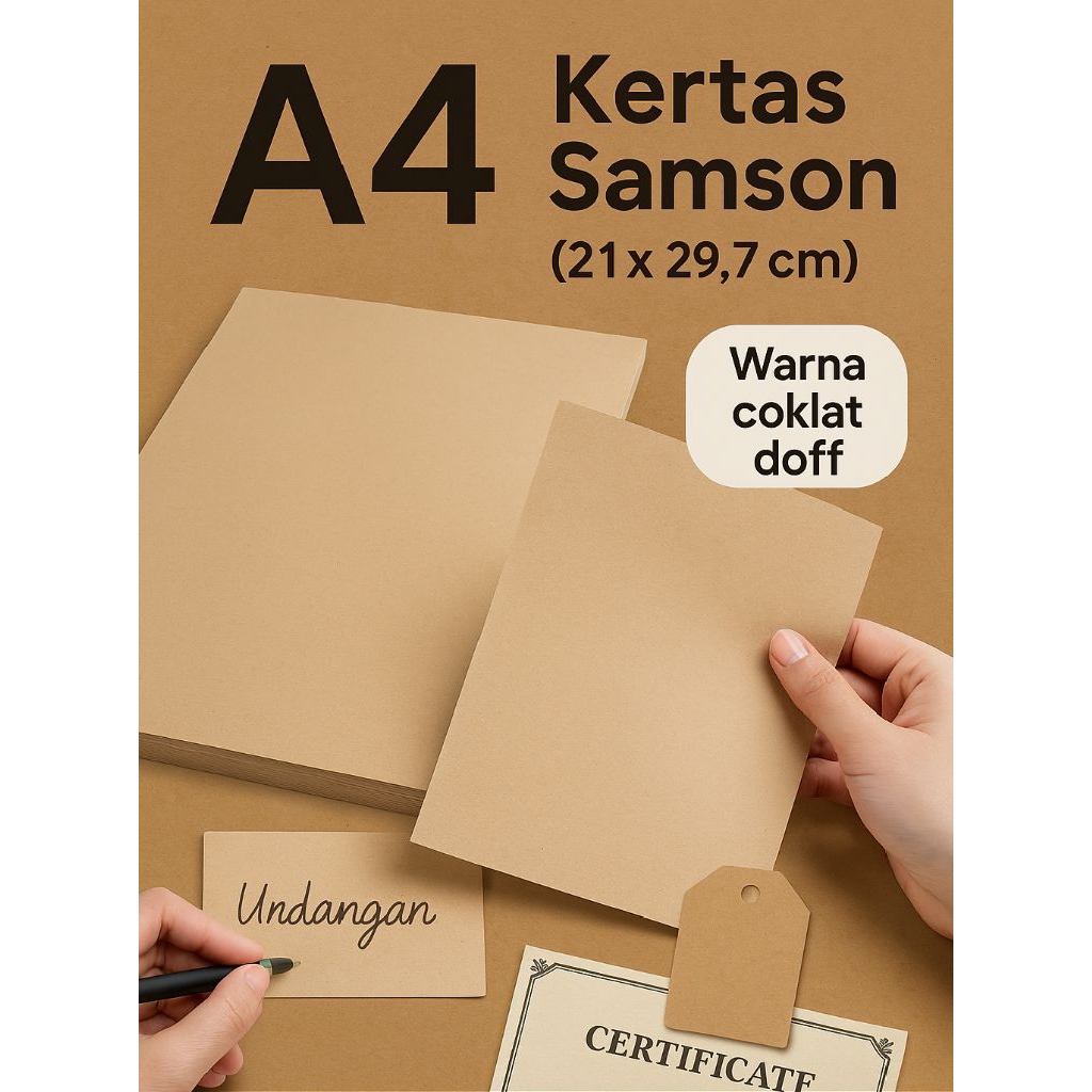 

Kertas Samson A4 20 Lembar 200gsm | Warna Coklat Doff | Cocok Untuk Craft