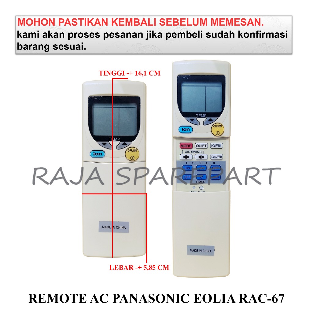 RAC67 REMOT AC / REMOTE AC PANASONIC EOLIA RAC-67